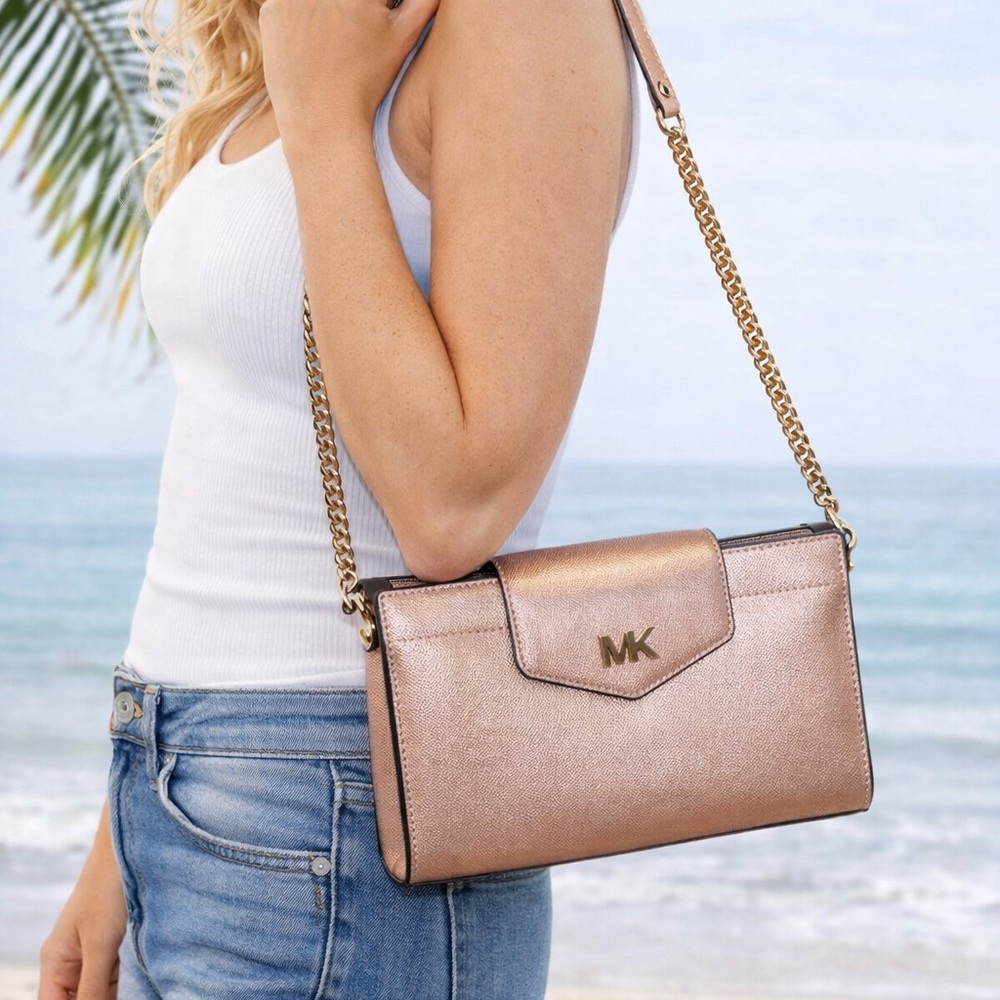 Michael Kors Metallic Rose Gold Crossbody Bag